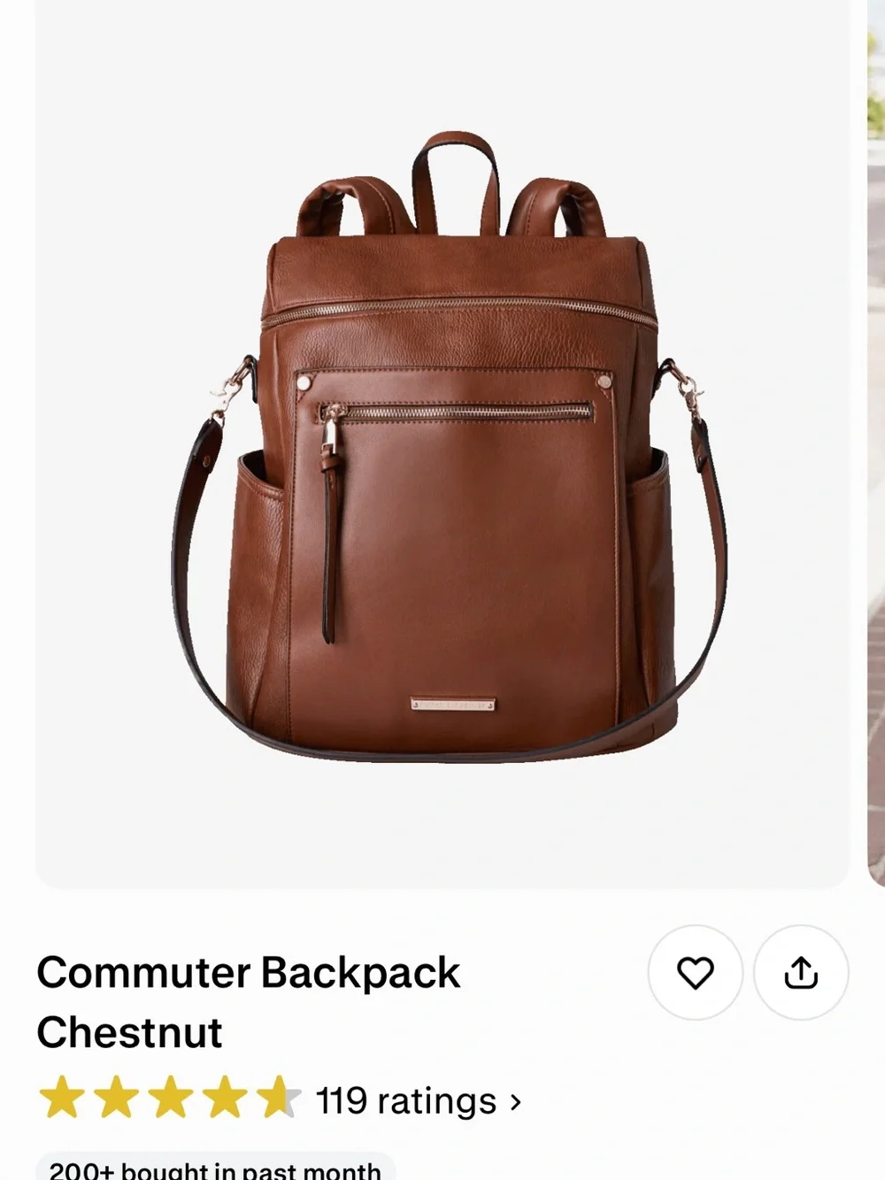 Poppy & Peonies Chestnut Leather Backpack -